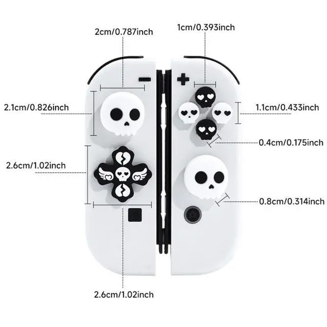 Alt view image 6 of 7 - Halloween Cross D-Pad Button Caps Set Joystick Cover,Cool Switch Thumb Grip Caps Compatible with Nintendo Switch/OLED/Lite,Soft Silicone ABXY Key Buttons Joystick Cap Covers Accessories