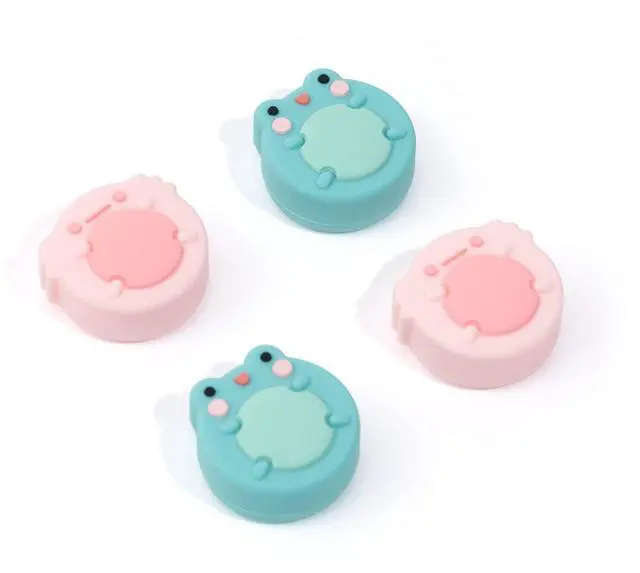 Main image of Cute Animal Theme Silicone Joycon Thumb Grip Caps,Compatible with Nintendo Switch/OLED/Switch Lite,4PCS - Frog & Axolotl