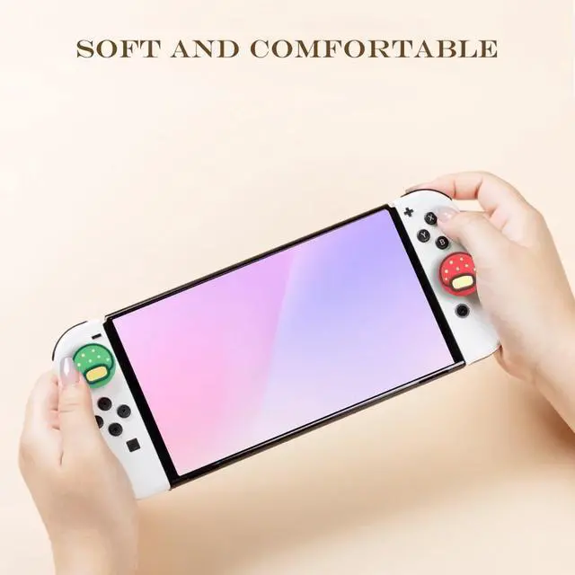 Alt view image 5 of 7 - Silicone Joycon Thumb Grip Caps, Joystick Cover Compatible with Nintendo Switch/OLED/Switch Lite,4PCS (Mushroom)