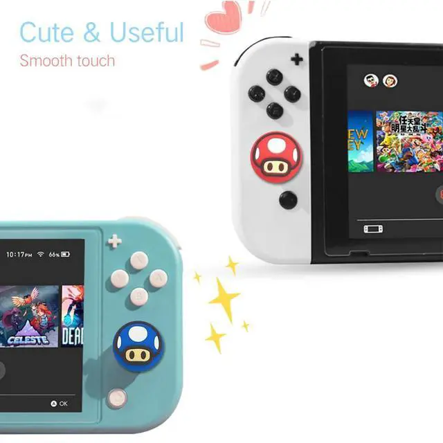 Alt view image 3 of 7 - Silicone Joycon Thumb Grip Caps, Joystick Cover Compatible with Nintendo Switch/OLED/Switch Lite,4PCS (Mushroom)