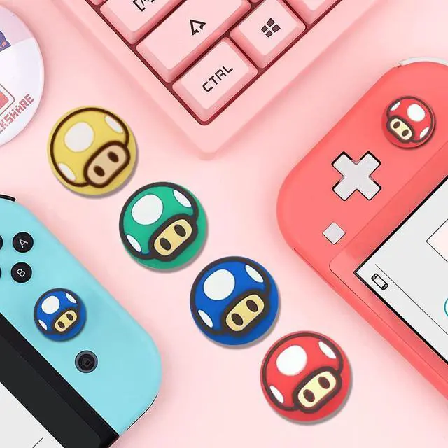 Alt view image 6 of 7 - Silicone Joycon Thumb Grip Caps, Joystick Cover Compatible with Nintendo Switch/OLED/Switch Lite,4PCS (Mushroom)