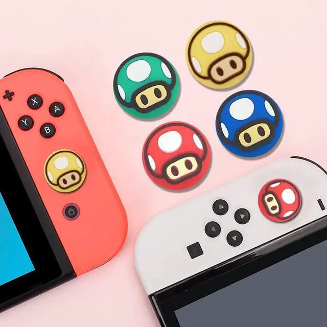 Alt view image 7 of 7 - Silicone Joycon Thumb Grip Caps, Joystick Cover Compatible with Nintendo Switch/OLED/Switch Lite,4PCS (Mushroom)
