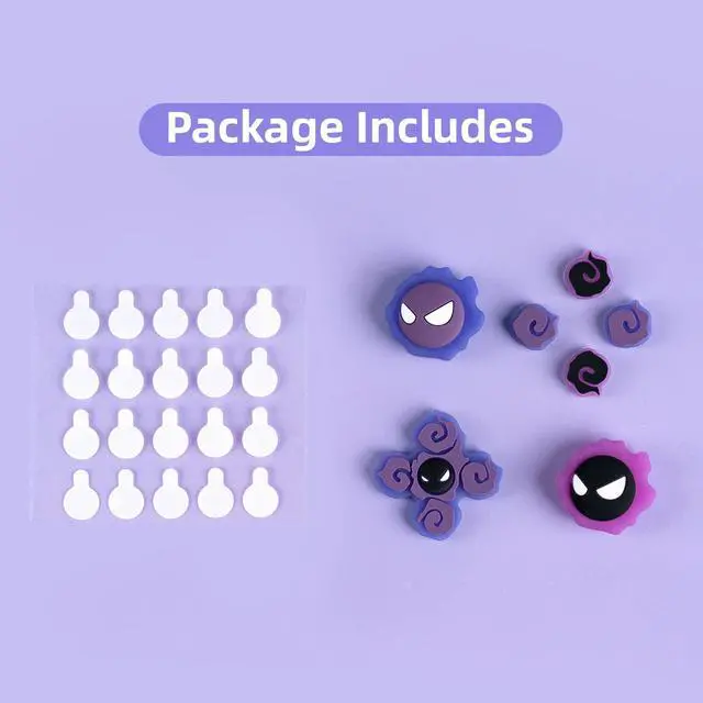 Alt view image 4 of 7 - Cross D-Pad Button Caps Luminous Silicone Thumb Grips Set, ABXY Buttons Sticker Joystick Cover Caps Compatible with Nintendo Switch/OLED Controller (Gastly)