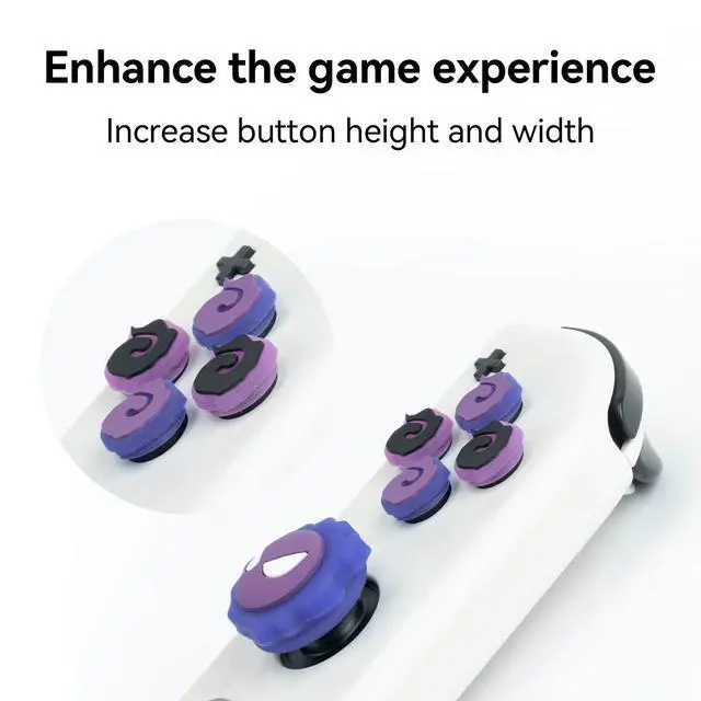 Alt view image 3 of 7 - Cross D-Pad Button Caps Luminous Silicone Thumb Grips Set, ABXY Buttons Sticker Joystick Cover Caps Compatible with Nintendo Switch/OLED Controller (Gastly)