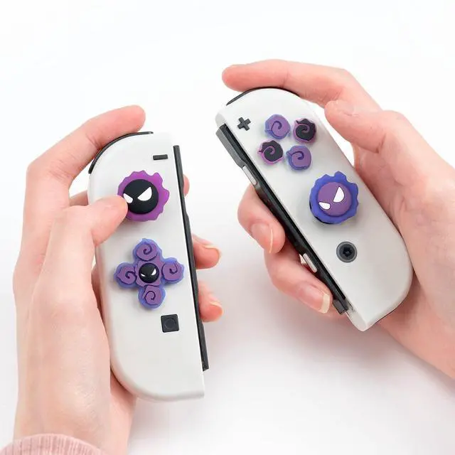 Alt view image 7 of 7 - Cross D-Pad Button Caps Luminous Silicone Thumb Grips Set, ABXY Buttons Sticker Joystick Cover Caps Compatible with Nintendo Switch/OLED Controller (Gastly)