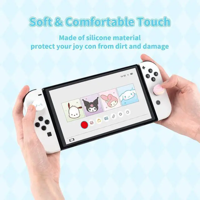 Alt view image 4 of 7 - 4PCS Thumb Grips Caps Compatible with Switch/OLED/Lite, Kawaii Charactor Thumbs Grip, Soft Silicone Switch Joystick Cover for JonCon, Cute Dog Style, Pink & White