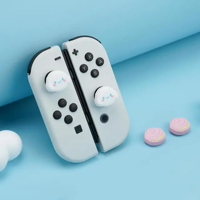 Alt view image 6 of 7 - 4PCS Thumb Grips Caps Compatible with Switch/OLED/Lite, Kawaii Charactor Thumbs Grip, Soft Silicone Switch Joystick Cover for JonCon, Cute Dog Style, Pink & White