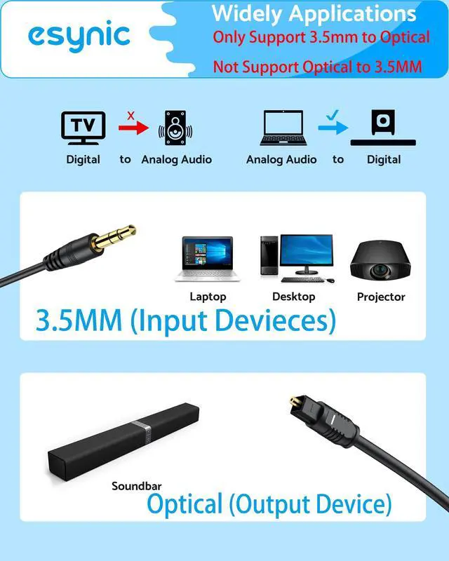 Alt view image 2 of 7 - Professional 7 ft Long 3.5mm to Toslink Optical Audio Adapter