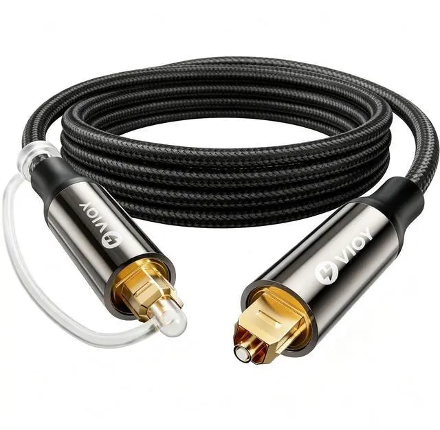 Main image of Toslink Digital Optical Audio Cable 6.6FT, Fiber Optic Braided Cord