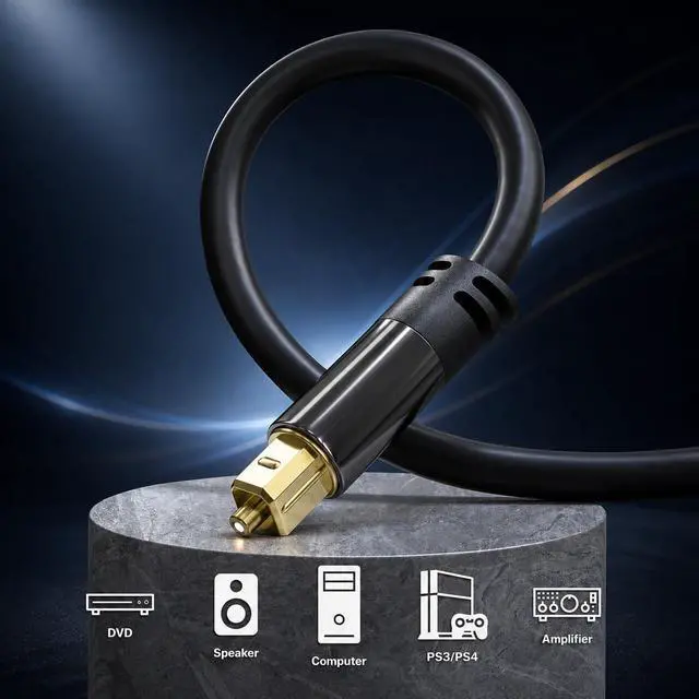 Alt view image 2 of 7 - Digital Optical Audio Cable 6 Feet, Fiber Optic TOSLINK S/PDIF Cord for Soundbar TV Home Theater Gaming
