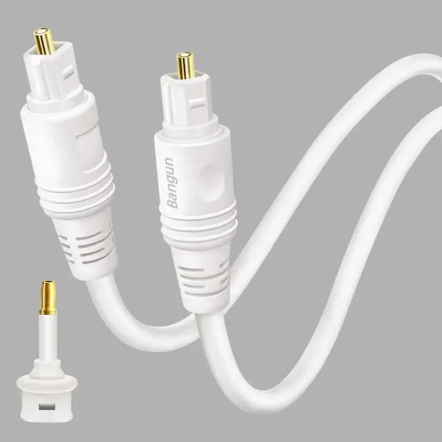 Main image of White Toslink Digital Optical Audio Cable 6ft, Slim Optical TV Cord, Fiber Optic Audio Cable for Sound Bar/TV/PS4/Xbox
