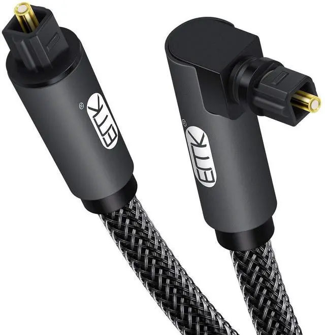 Main image of 90 Degree Toslink Optical Cable 360 Degree Free-Rotating Plug Fiber Optic Cable S/PDIF Toslink Male to Male for Home Theater, Sound Bar, TV, PS4, Xbox,Grey (6.6ft/2m)