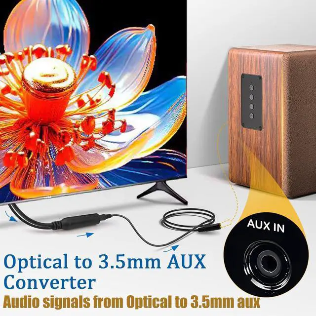 Alt view image 6 of 7 - 192KHz DAC Optical to 3.5mm Converter, Optical Audio Cable to AUX Adapter, Unidirectional from Digital to Analog SPDIF to 3.5mm Cable for TV Sound to Speaker Headphone with AUX-in Interface