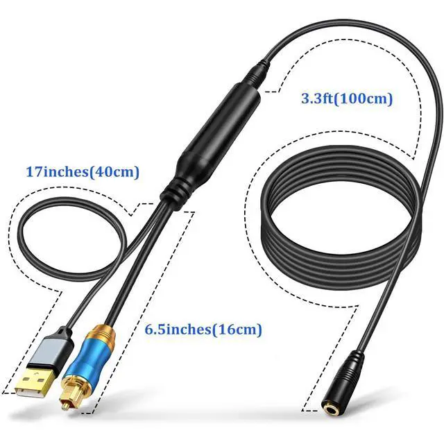 Alt view image 7 of 7 - 192KHz DAC Optical to 3.5mm Converter, Optical Audio Cable to AUX Adapter, Unidirectional from Digital to Analog SPDIF to 3.5mm Cable for TV Sound to Speaker Headphone with AUX-in Interface