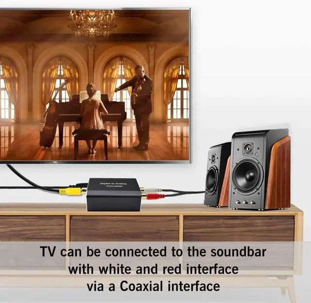 Alt view image 5 of 7 - Digital to Analog Audio Converter, 192 kHz DAC Digital Coaxial and Optical Toslink to Analog 3.5mm Jack and RCA (L/R) Stereo Audio Adapter with Optical Cable for HDTV Home Cinema, Aluminum