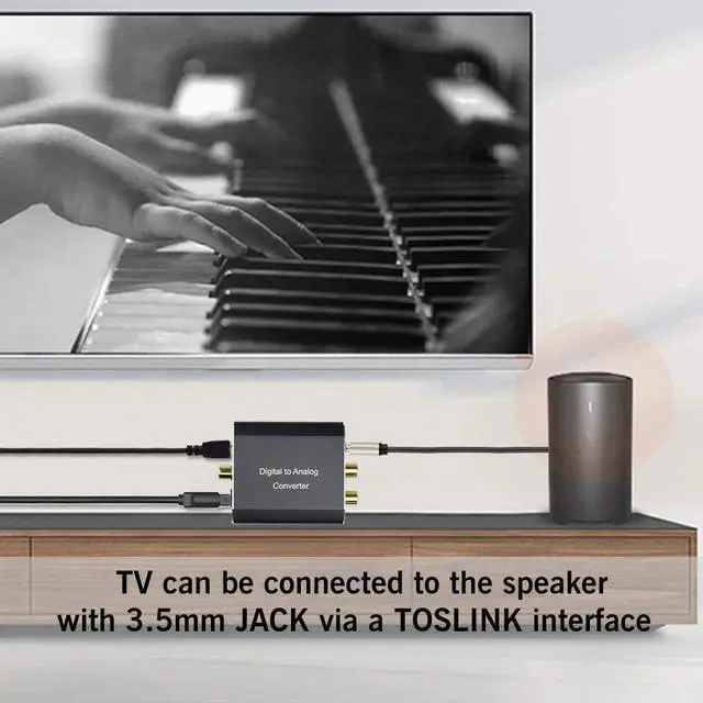 Alt view image 6 of 7 - Digital to Analog Audio Converter, 192 kHz DAC Digital Coaxial and Optical Toslink to Analog 3.5mm Jack and RCA (L/R) Stereo Audio Adapter with Optical Cable for HDTV Home Cinema, Aluminum