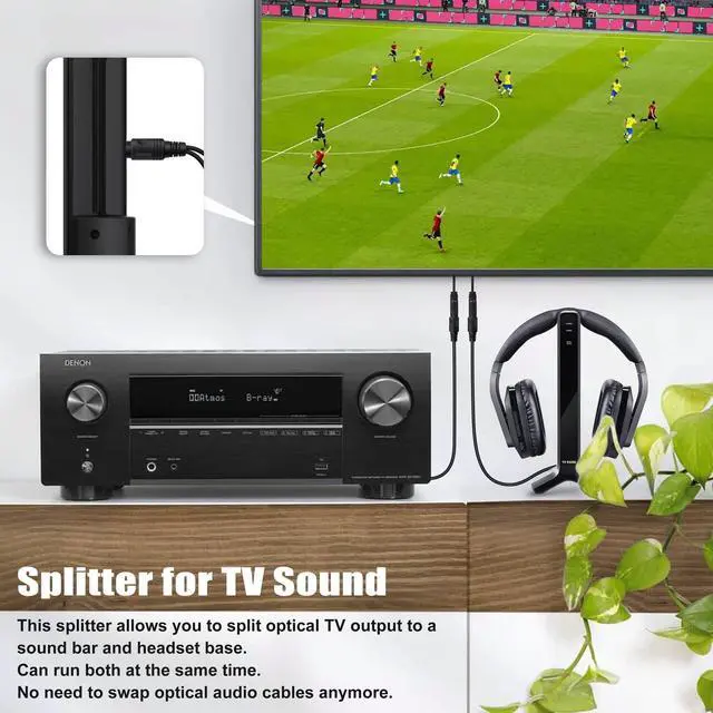 Alt view image 2 of 6 - 1x2 Digital Audio Splitter, Toslink Digital Fiber Optic Audio Splitter 1 Male Input 2 Female Output (for Home Theatre, Xbox, PS3/PS4)