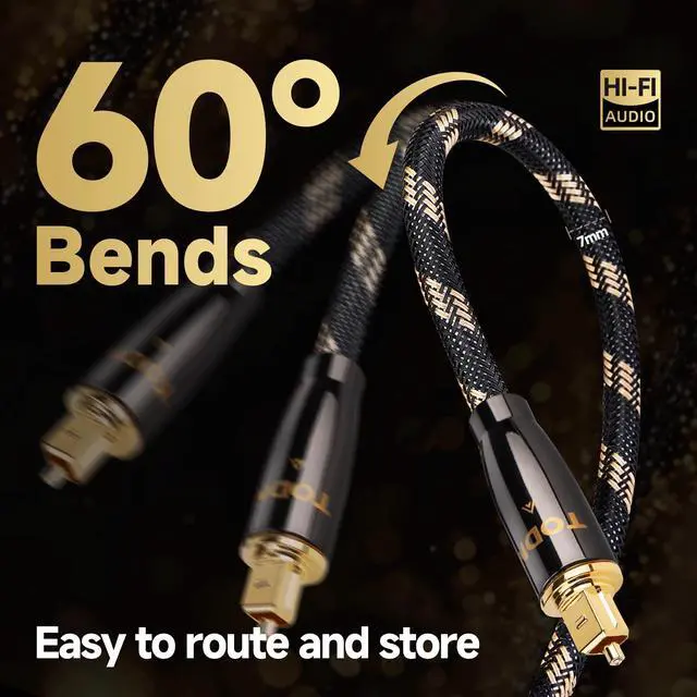Alt view image 4 of 7 - 3ft HiFi Optical Audio Cable Digital Fiber Optic Toslink S/PDIF Cable