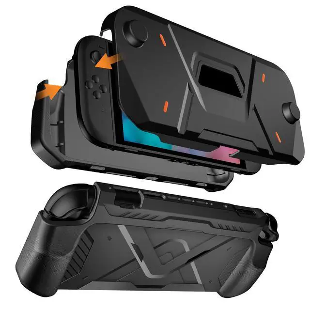 Main image of 2-in-1 Protevtive Case for Nintendo Switch 2, PC Front Cover+ Back TPU Grip Protective Cover Accessories for Switch 2 7.9 Inch,Shock Absorption Shell 360° Protection (Black)