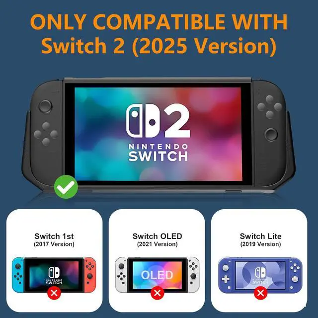 Alt view image 2 of 7 - 2-in-1 Protevtive Case for Nintendo Switch 2, PC Front Cover+ Back TPU Grip Protective Cover Accessories for Switch 2 7.9 Inch,Shock Absorption Shell 360° Protection (Black)