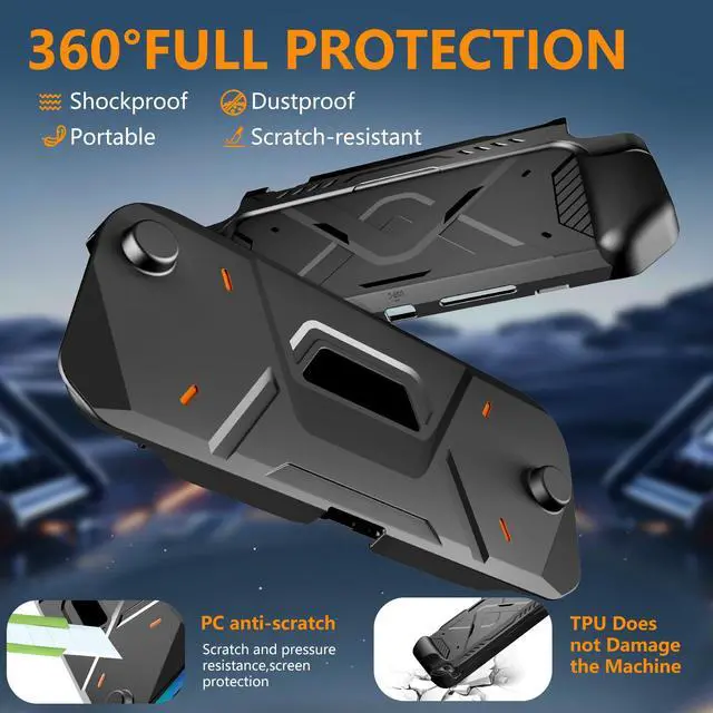Alt view image 3 of 7 - 2-in-1 Protevtive Case for Nintendo Switch 2, PC Front Cover+ Back TPU Grip Protective Cover Accessories for Switch 2 7.9 Inch,Shock Absorption Shell 360° Protection (Black)