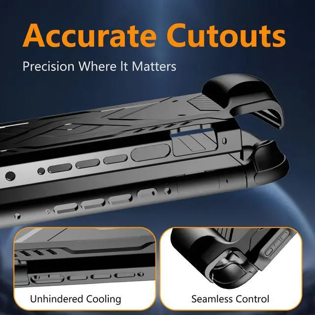 Alt view image 5 of 7 - 2-in-1 Protevtive Case for Nintendo Switch 2, PC Front Cover+ Back TPU Grip Protective Cover Accessories for Switch 2 7.9 Inch,Shock Absorption Shell 360° Protection (Black)