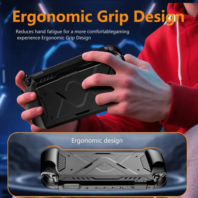 Alt view image 7 of 7 - 2-in-1 Protevtive Case for Nintendo Switch 2, PC Front Cover+ Back TPU Grip Protective Cover Accessories for Switch 2 7.9 Inch,Shock Absorption Shell 360° Protection (Black)