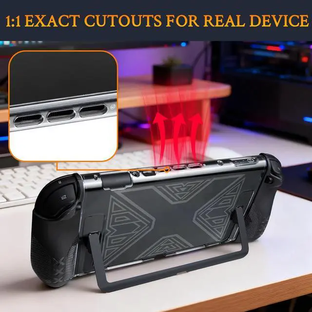 Alt view image 5 of 7 - Protective Kit for Nintendo Switch 2 (NS2), Transparent Hard Shell Console Case + Thumb Grip Caps + Controller Protective Cover - Clear