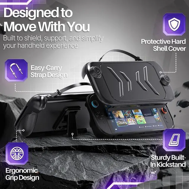 Alt view image 4 of 7 - Protective Case for Nintendo Switch 2 with Grip and Front Cover, Black