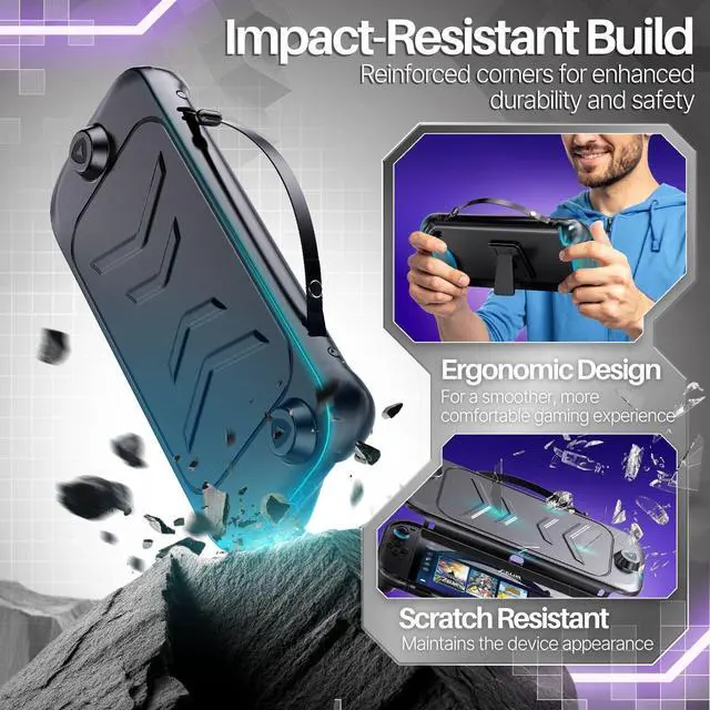 Alt view image 2 of 7 - Protective Case for Nintendo Switch 2 with Grip and Front Cover, Black