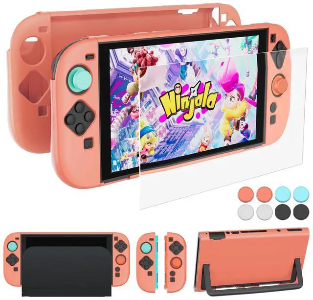 Main image of Protective Case for Nintendo Switch 2 (2025) Dockable, Orange Slim Hard Shell for Switch 2 Accessories, Scratch & Shock Protection Cover for Joycon 2 with Screen Protector, 8 Thumb Grip