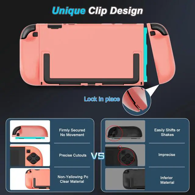 Alt view image 5 of 7 - Protective Case for Nintendo Switch 2 (2025) Dockable, Orange Slim Hard Shell for Switch 2 Accessories, Scratch & Shock Protection Cover for Joycon 2 with Screen Protector, 8 Thumb Grip
