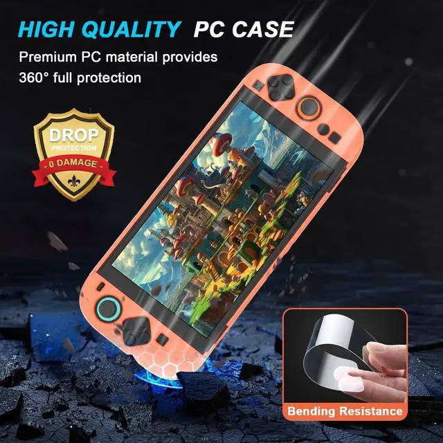 Alt view image 4 of 7 - Protective Case for Nintendo Switch 2 (2025) Dockable, Orange Slim Hard Shell for Switch 2 Accessories, Scratch & Shock Protection Cover for Joycon 2 with Screen Protector, 8 Thumb Grip