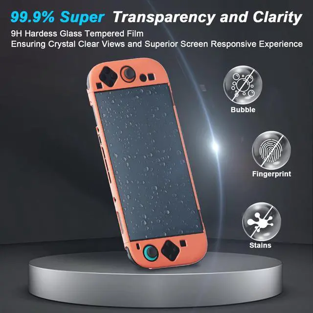 Alt view image 7 of 7 - Protective Case for Nintendo Switch 2 (2025) Dockable, Orange Slim Hard Shell for Switch 2 Accessories, Scratch & Shock Protection Cover for Joycon 2 with Screen Protector, 8 Thumb Grip
