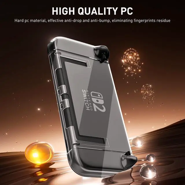 Alt view image 2 of 7 - Case for Nintendo Switch 2 (2025), Hard Shell PC Accessories with Dockable Clear Protective Cover Skin, 9H Screen Protector & 4 Thumb Grips for Switch 2