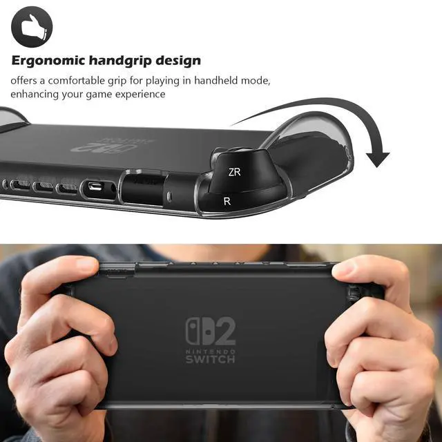 Alt view image 3 of 7 - Protective Cover for Nintendo Switch 2 2025, Case with Ergonomic Grip, Shell for Switch 2, Soft TPU Protector Accessories, Anti-Scratch, Easy to Install -Transparent Black