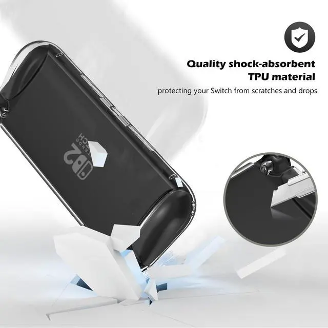 Alt view image 4 of 7 - Protective Cover for Nintendo Switch 2 2025, Case with Ergonomic Grip, Shell for Switch 2, Soft TPU Protector Accessories, Anti-Scratch, Easy to Install -Transparent Black