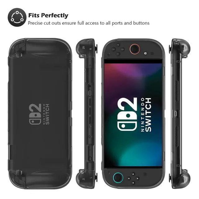 Alt view image 5 of 7 - Protective Cover for Nintendo Switch 2 2025, Case with Ergonomic Grip, Shell for Switch 2, Soft TPU Protector Accessories, Anti-Scratch, Easy to Install -Transparent Black