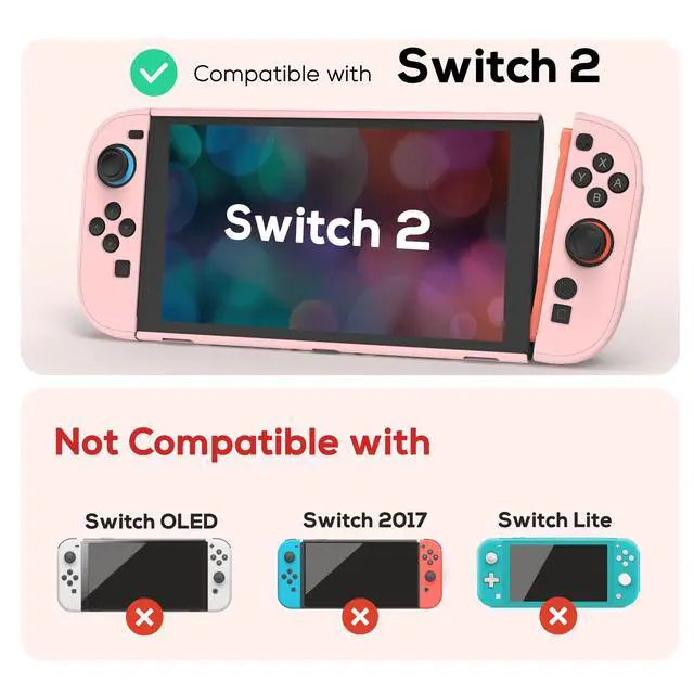 Alt view image 2 of 7 - Protective Case for Switch 2, Hard PC Slim Dockable Cover Case Designed for Switch 2 2025, Game Console and Joy Con Controllers, Pink