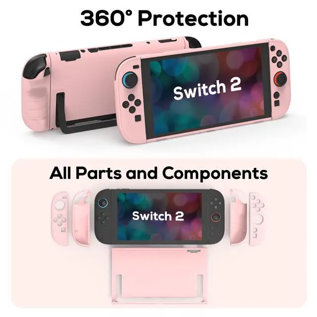 Alt view image 6 of 7 - Protective Case for Switch 2, Hard PC Slim Dockable Cover Case Designed for Switch 2 2025, Game Console and Joy Con Controllers, Pink