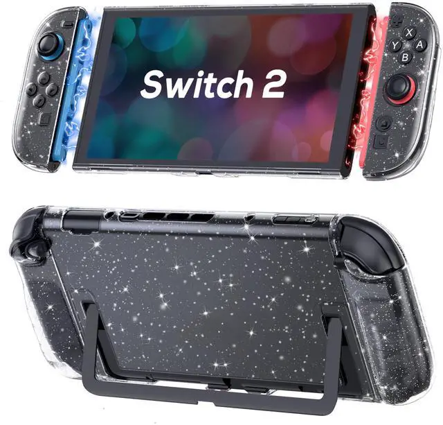 Main image of Clear Dockable Case Compatible with Nintendo Switch 2(2025), Slim Protective PC Case for Joy-Con Grip Cover, Hard Shell with Anti-Scratch and Shock-Absorption, Glitter