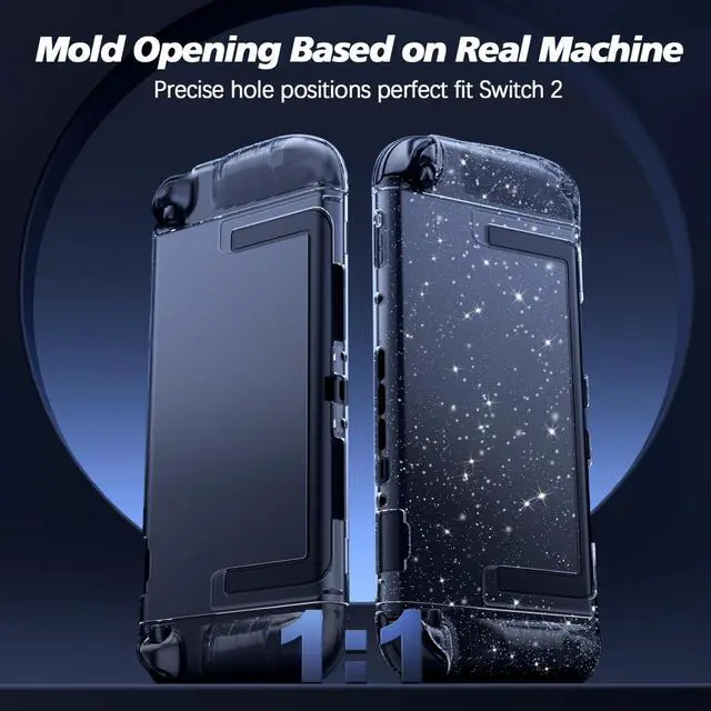 Alt view image 5 of 7 - Clear Dockable Case Compatible with Nintendo Switch 2(2025), Slim Protective PC Case for Joy-Con Grip Cover, Hard Shell with Anti-Scratch and Shock-Absorption, Glitter