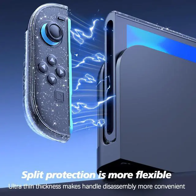 Alt view image 6 of 7 - Clear Dockable Case Compatible with Nintendo Switch 2(2025), Slim Protective PC Case for Joy-Con Grip Cover, Hard Shell with Anti-Scratch and Shock-Absorption, Glitter