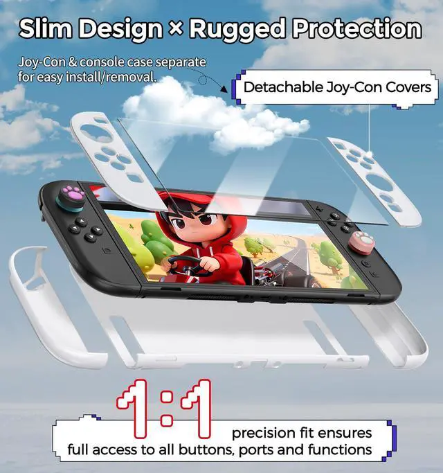 Alt view image 5 of 7 - Dockable Protective Hard Cover for Nintendo Switch 2 with 6 Thumb Grip Caps