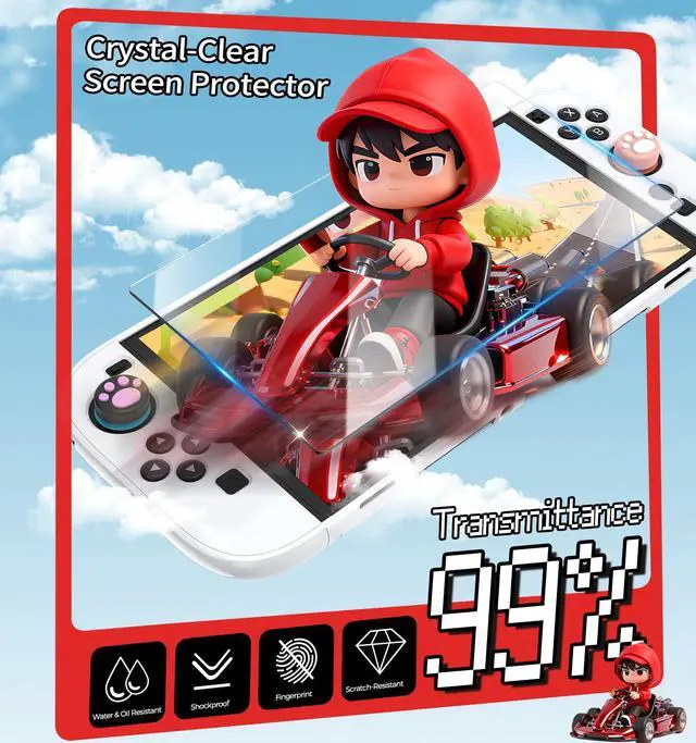 Alt view image 4 of 7 - Dockable Protective Hard Cover for Nintendo Switch 2 with 6 Thumb Grip Caps