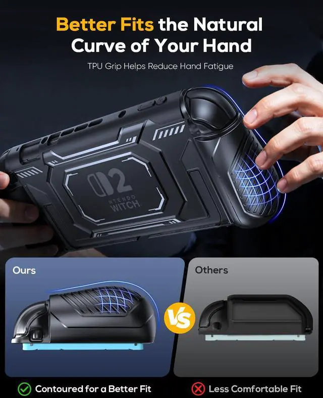 Alt view image 2 of 7 - Switch 2 Protective Case with Ergonomic Grip for Joycon 2(Black)