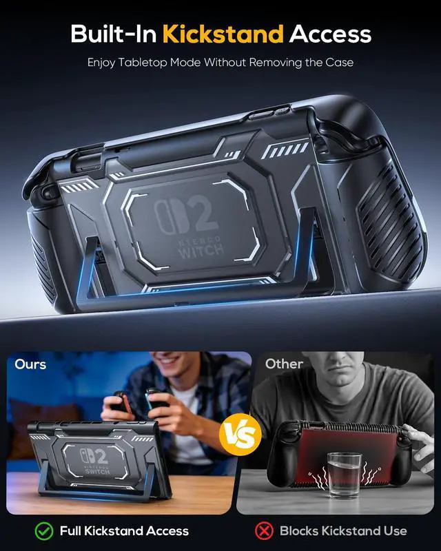 Alt view image 4 of 7 - Switch 2 Protective Case with Ergonomic Grip for Joycon 2(Black)