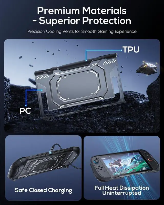 Alt view image 6 of 7 - Switch 2 Protective Case with Ergonomic Grip for Joycon 2(Black)