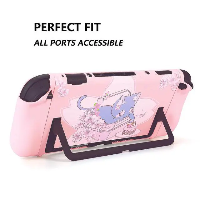 Alt view image 3 of 7 - Cute Protective Shell for Switch 2 , Slim Case Compatible with Nintendo 2, Anti-Scratch and Shock-Absorption Design Cover Skin with 2 Thumb Grips - Sakuta Cat (Pink)