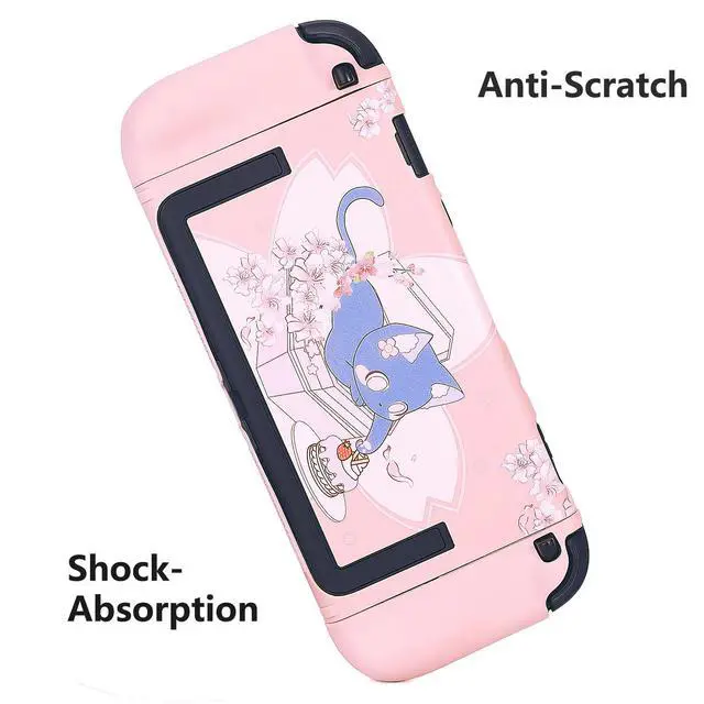 Alt view image 6 of 7 - Cute Protective Shell for Switch 2 , Slim Case Compatible with Nintendo 2, Anti-Scratch and Shock-Absorption Design Cover Skin with 2 Thumb Grips - Sakuta Cat (Pink)